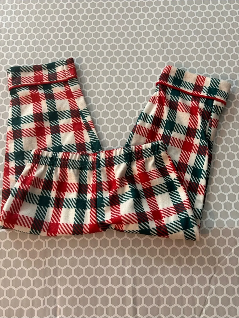 BearPaw Red Green Cream Plaid Fleece Pajama Set w Bear Patch on Pocket Size 18M